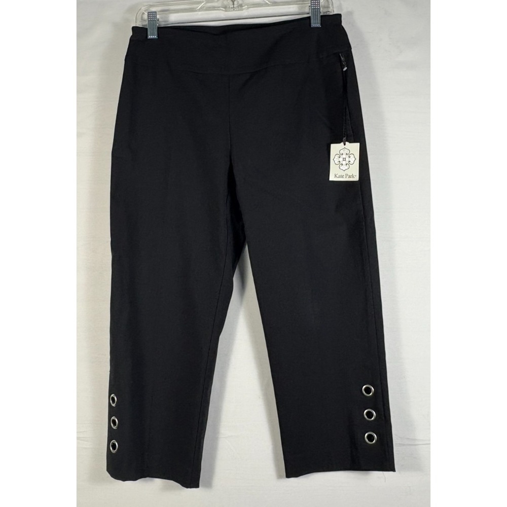 Kate Park Petite Black Pull On Stretch Capris Size 10 Petite NWT